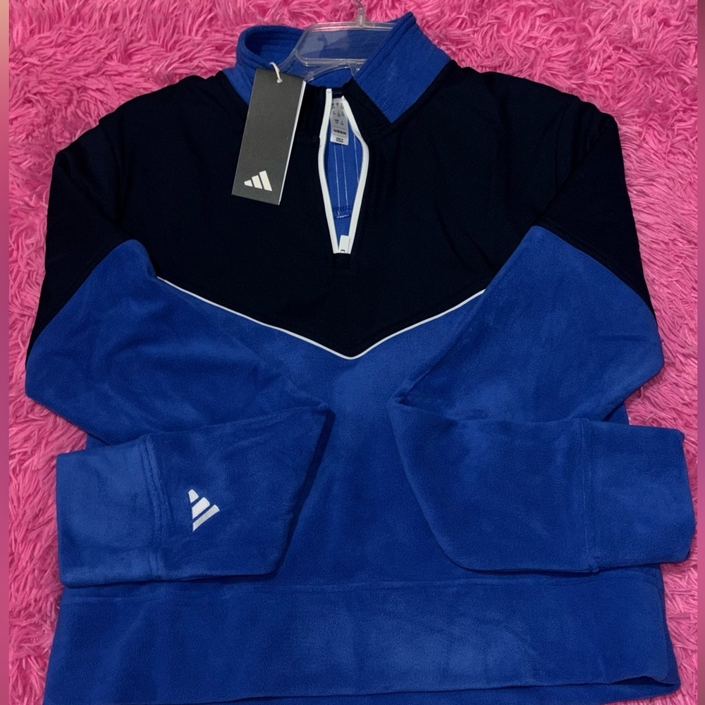 Adidas Quarter Zip Pullover Long Sleeve Fleece Crop 1/4 Jacket